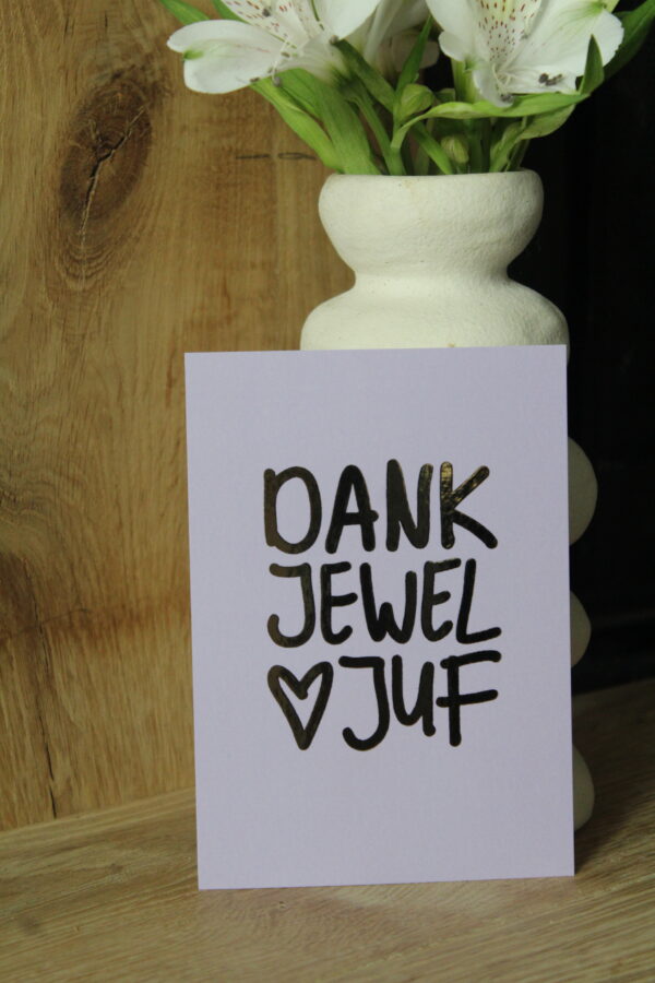 Kaart | Met goudfolie | Dankjewel juf