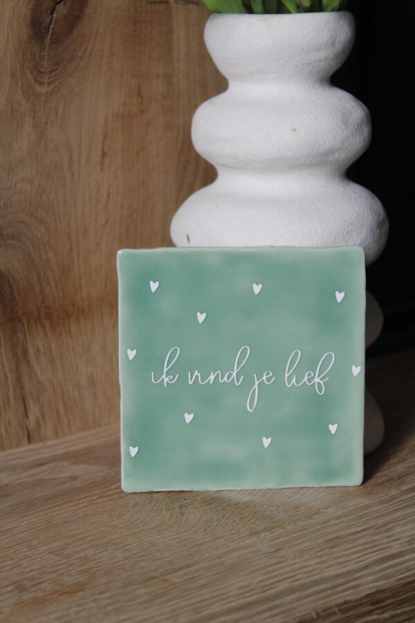 Groen keramiek ~ "Ik vind je lief"