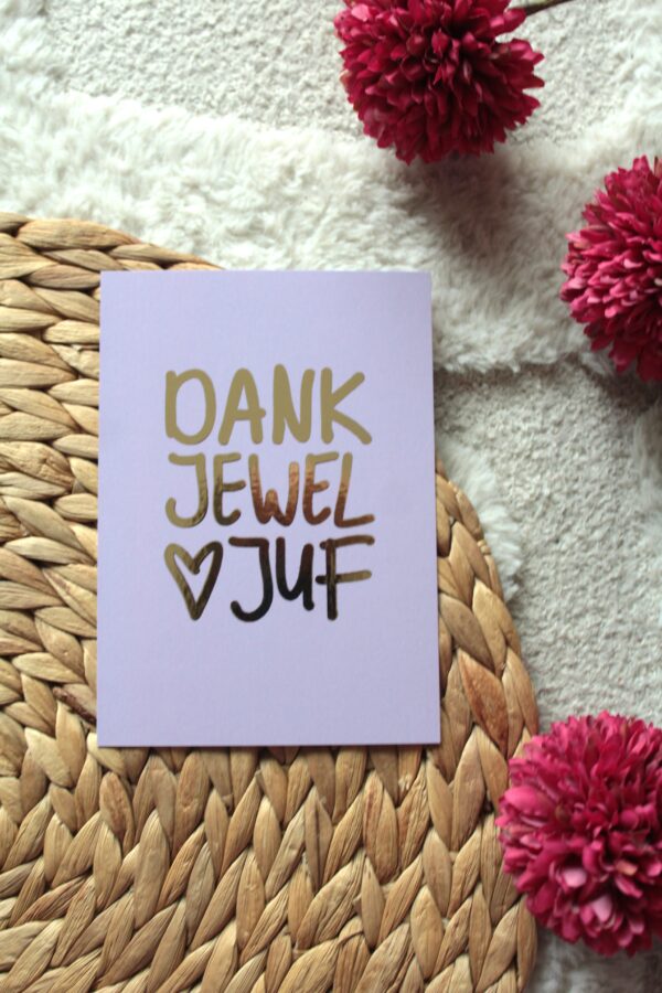 Kaart | Met goudfolie | Dankjewel juf