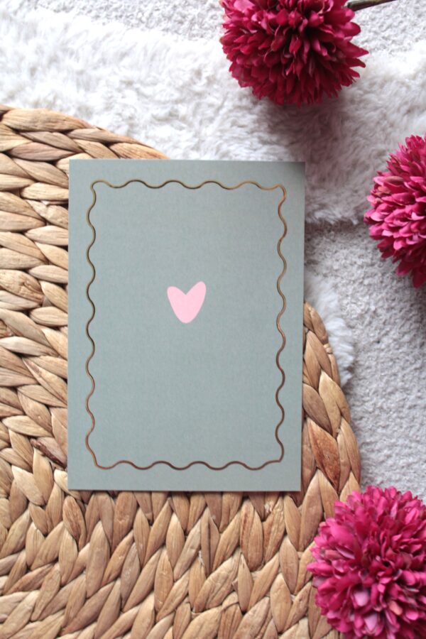 Kaart | Met goudfolie | Wavy hart